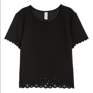 H&M Scalloped Eyelet Hem T-Shirt